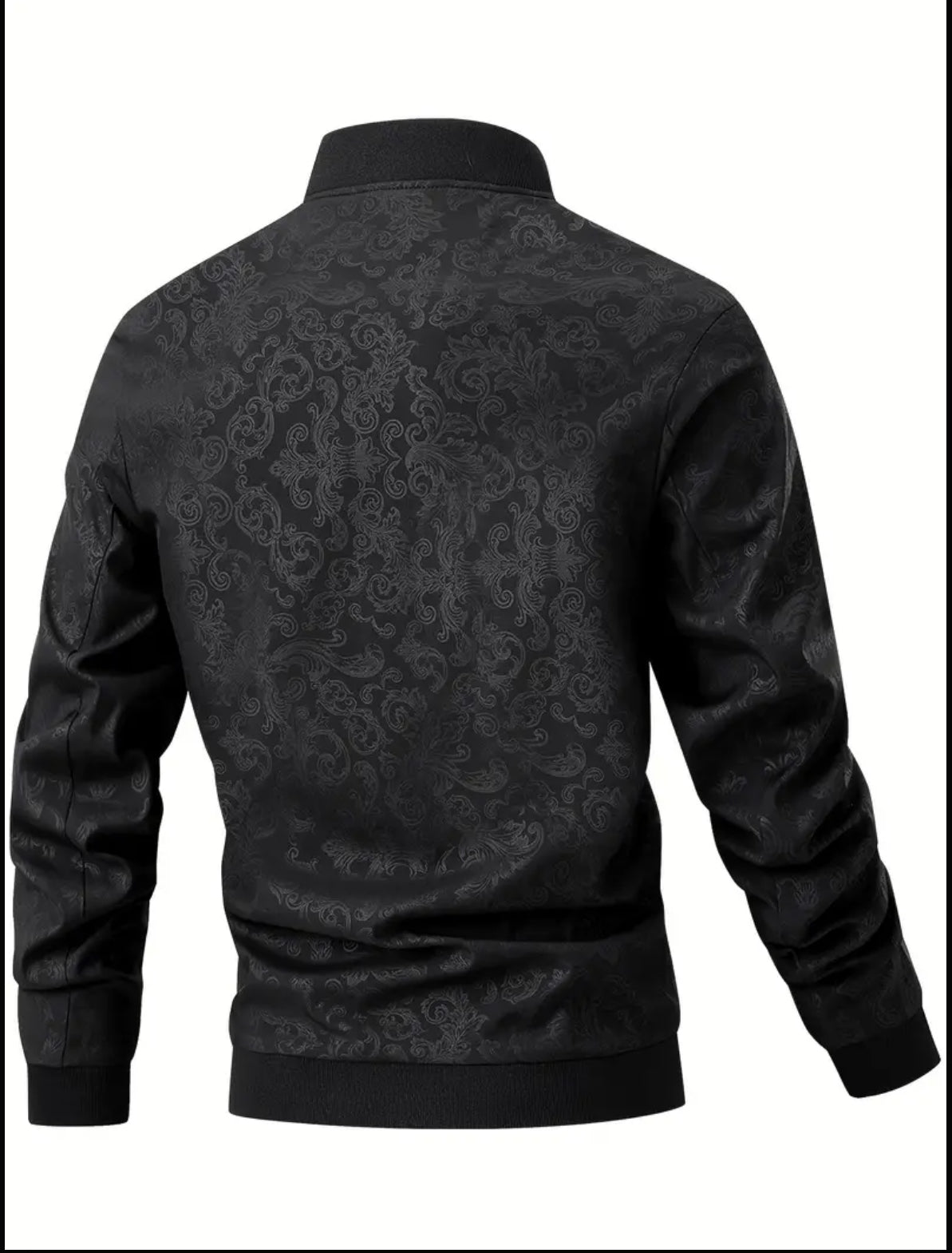 Men'S Casual Bomber Jacket with Phoenix Print, 97% Polyester 3% Spandex, Windproof for Spring & Fall, Baseball Collar, Zip-Up Design, Windbreaker Jacket