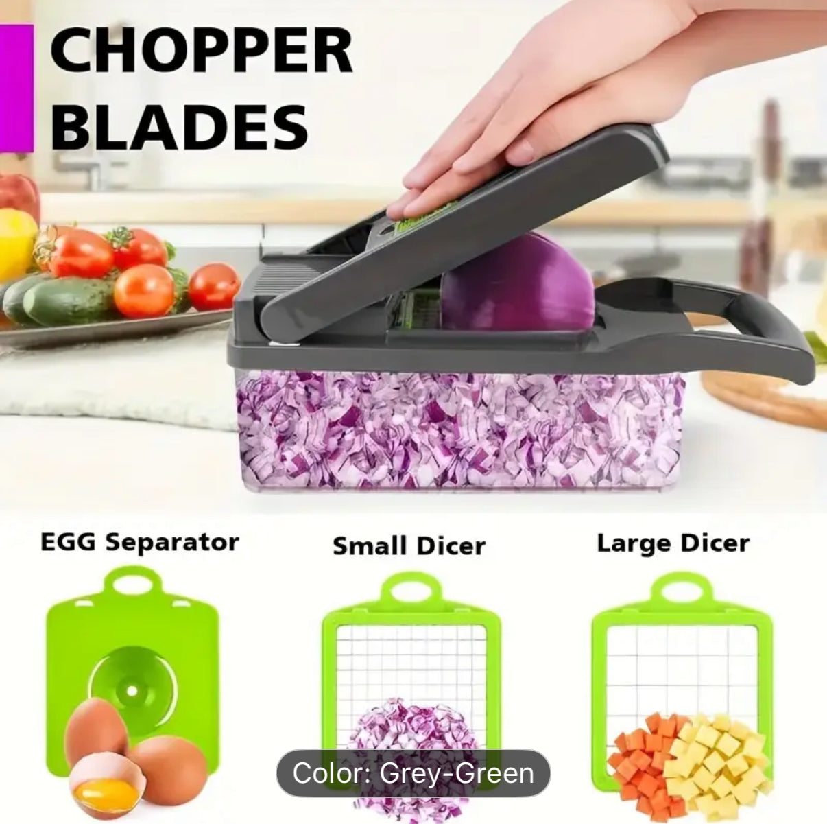 16pcs/Set, Vegetable Chopper, Multifunctional Fruit Slicer, veggie slicer, Vegetable Slicer, Cutter with Container, Onion Mincer Chopper with Multiple Interchangeable Blades, Household Potato Shredder, Kitchen Stuff, Kitchen Gadgets