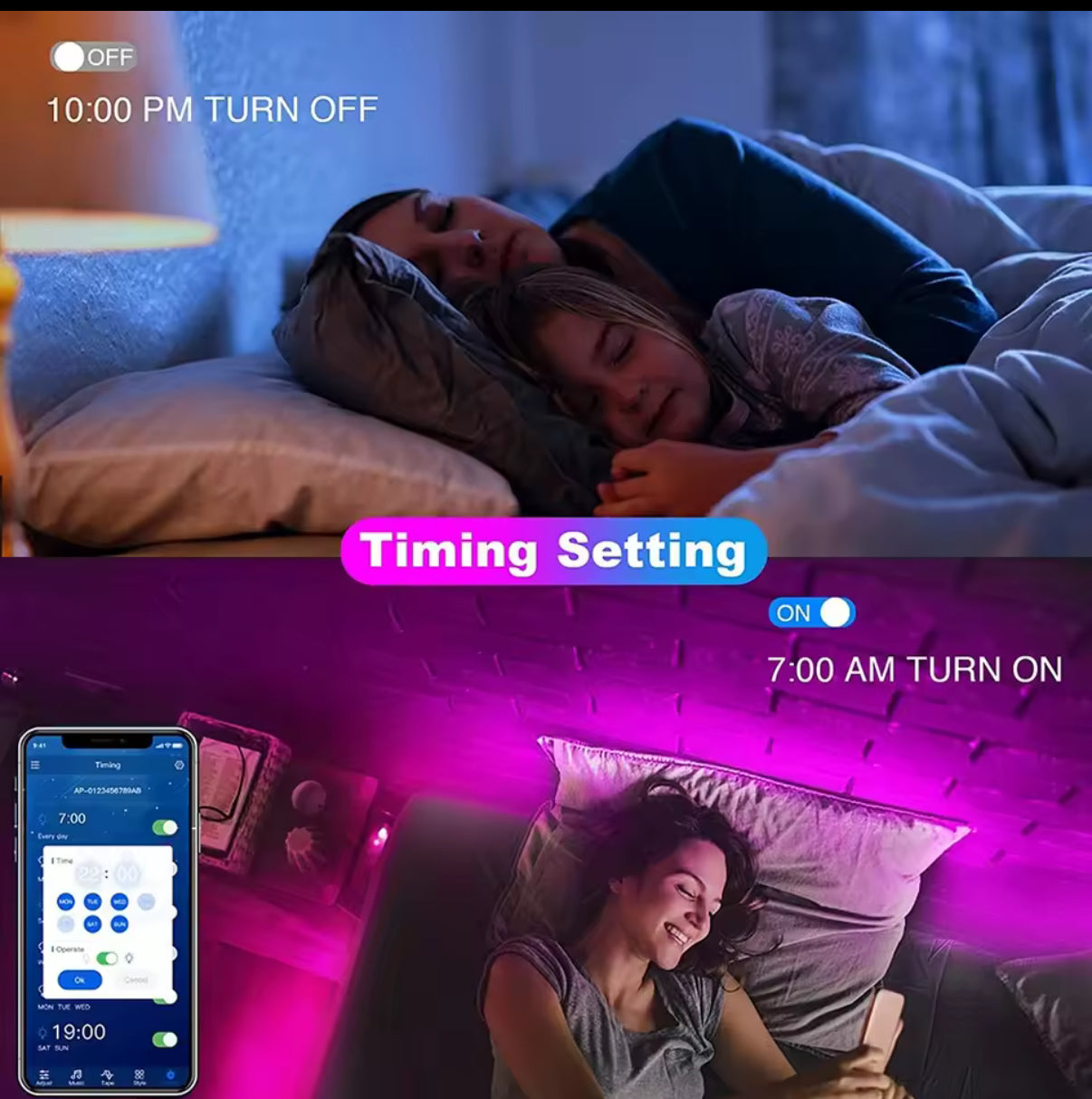 Bluetooth LED Strip Lights Smart SMD 5050 APP Remote Control Flexible Ribbon Diode Lamp Tape TV Backlights Game Room Home Decor