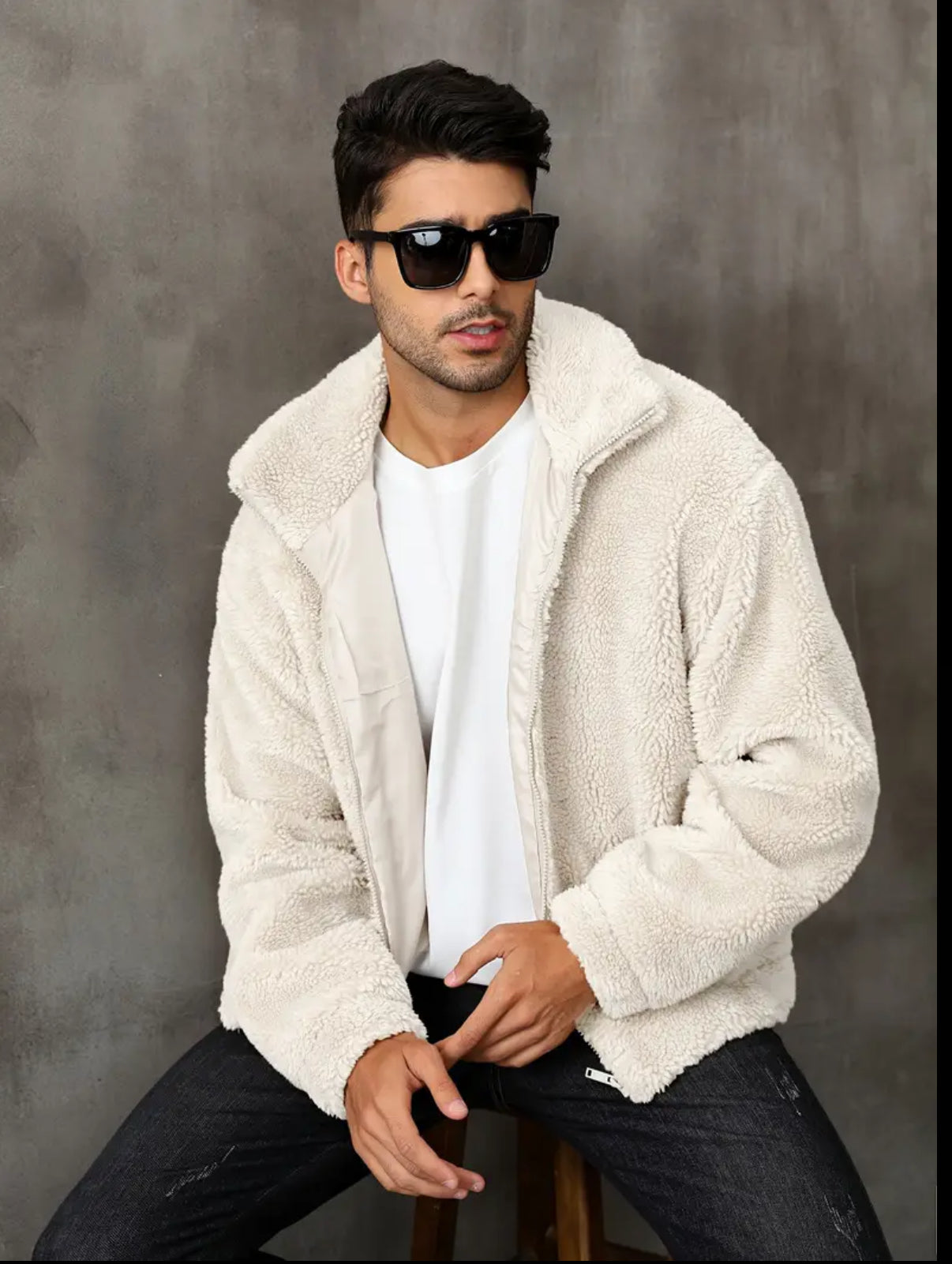 RELISH NOLESS Men's Casual Fleece Jacket - Warm, Zip-Up Winter Coat with Stand Collar & Pockets