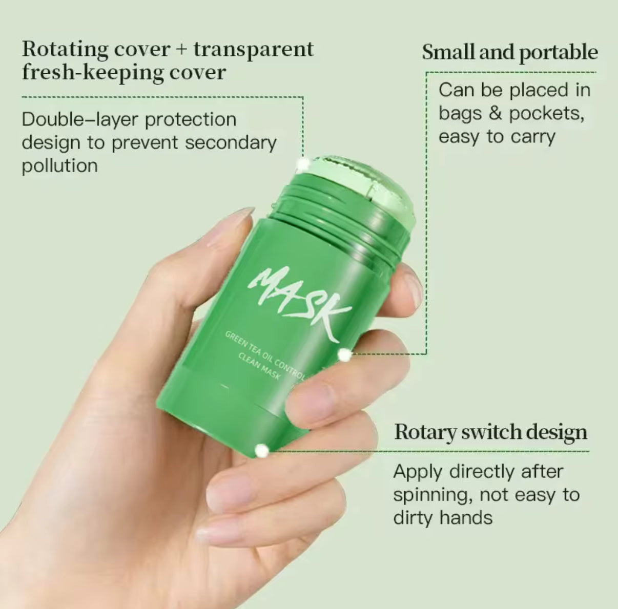 Green Tea Eggplant Facial Clay Mask Stick
Purifying Deep Cleansing Removal Blackheads Acne
Anti Blemish Cleanser Stick for Face