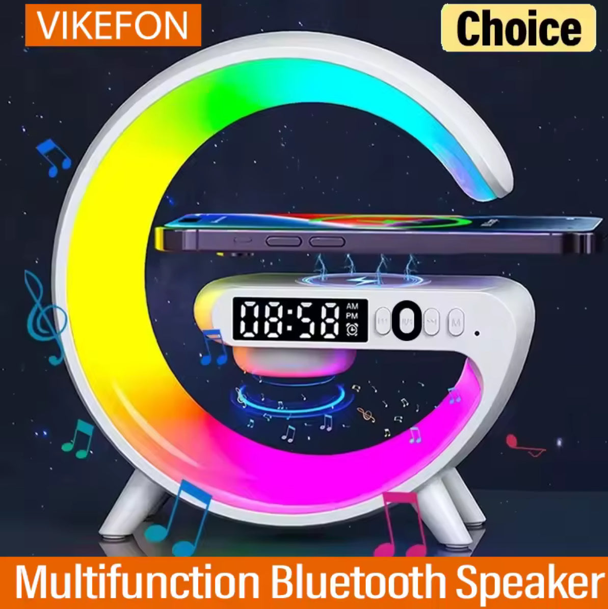 Multifunction Bluetooth Speaker TF RGB Night Light 15W Wireless Charger Stand for iPhone Samsung Xiaomi Fast Charging Station