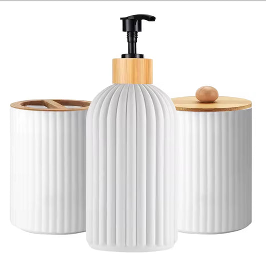 Bathroom Countertop Container Hand Soap Dispenser Cotton Ball Storage Box Toothbrush Holder Home Decoration Organizer