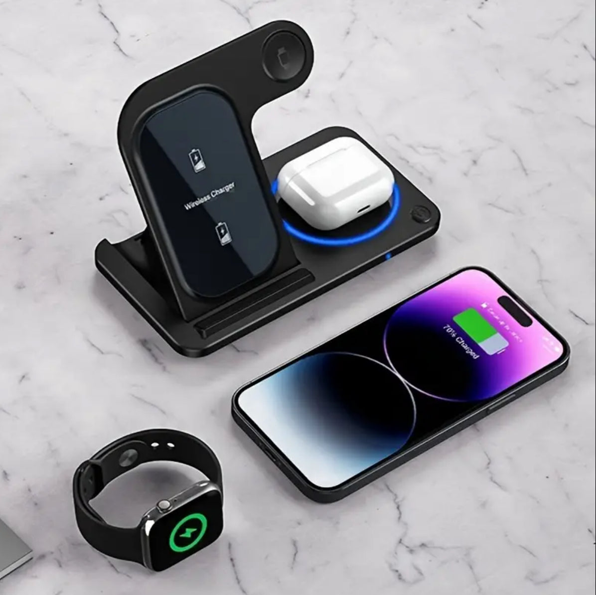 A 3-In-1 Foldable Wireless Charging Station That Quickly Charges Iphones 17 Through 8, Including Pro, Max, Mini, And SE Models, As Well As Various for iwatch And for airpods Versions, Phone Holder For Desk, Phone Stand For Desk, Phone Holder Stand, Phone