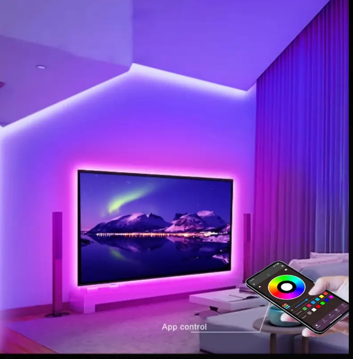 Smart Bedroom LED Lights, RGB Music Sync Bar Lights with 44-Key Remote Control + App Control, Multiple Modes, Dimming, Flashing, Suitable for Bedroom, Living Room, Halloween, Christmas Gifts, Holiday Parties, and Wedding Decorations