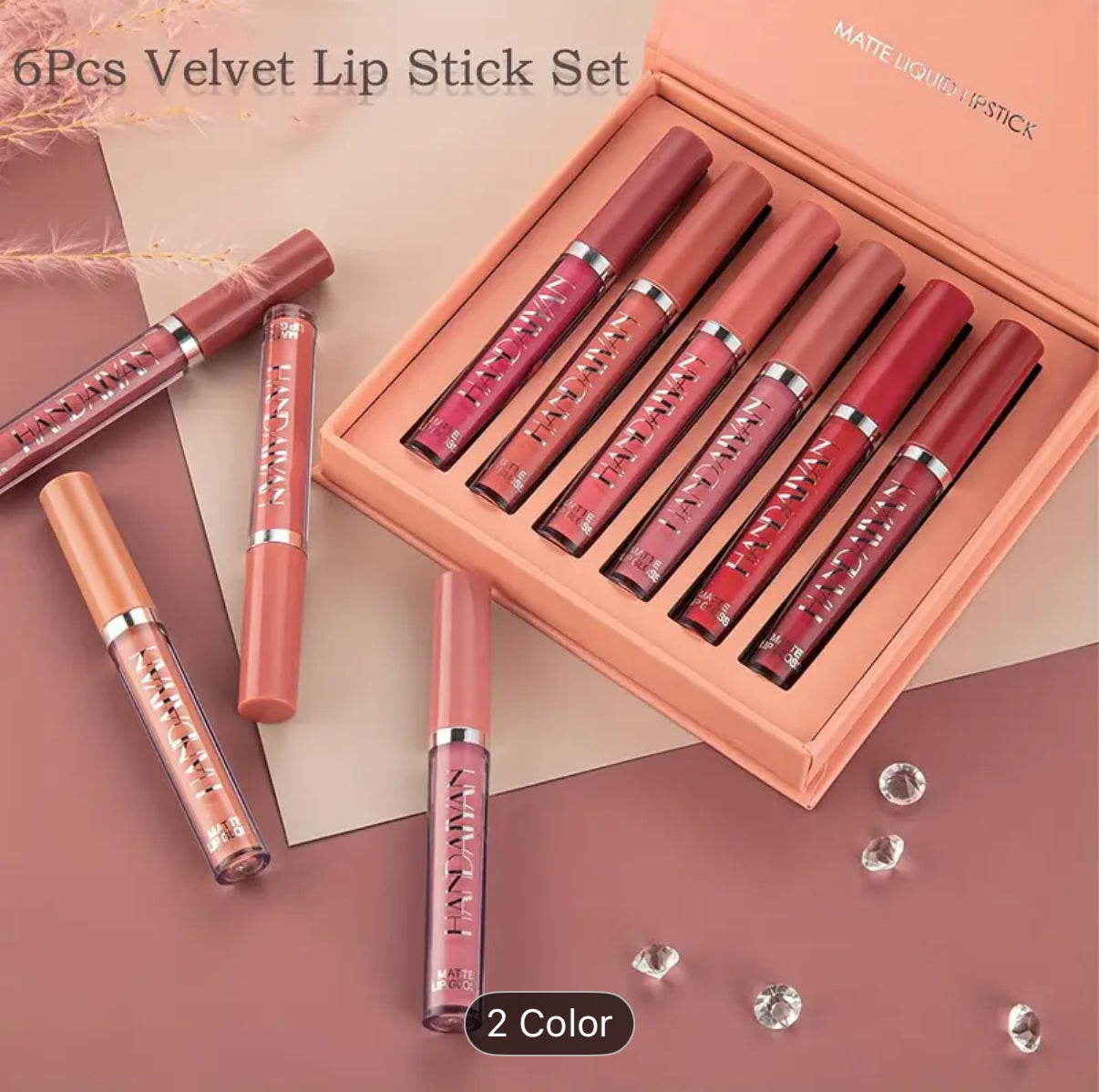 6 Pcs Matte Liquid Lipstick Makeup Set, Matte Liquid Long-Lasting Wear Non-Stick Cup Not Fade Waterproof Lip Gloss