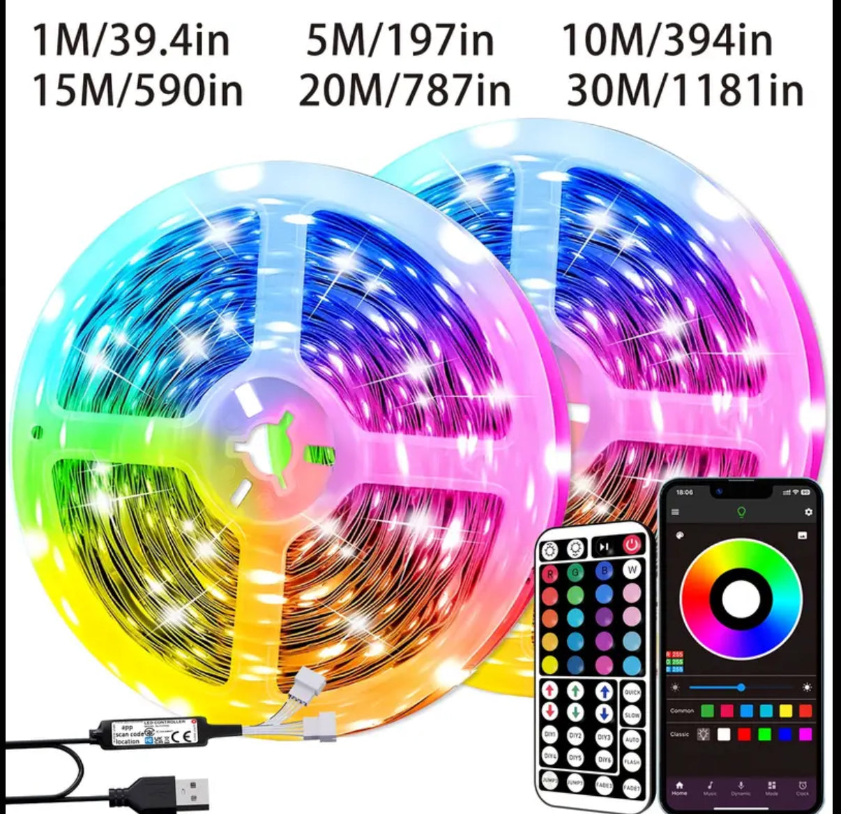 Smart Bedroom LED Lights, RGB Music Sync Bar Lights with 44-Key Remote Control + App Control, Multiple Modes, Dimming, Flashing, Suitable for Bedroom, Living Room, Halloween, Christmas Gifts, Holiday Parties, and Wedding Decorations