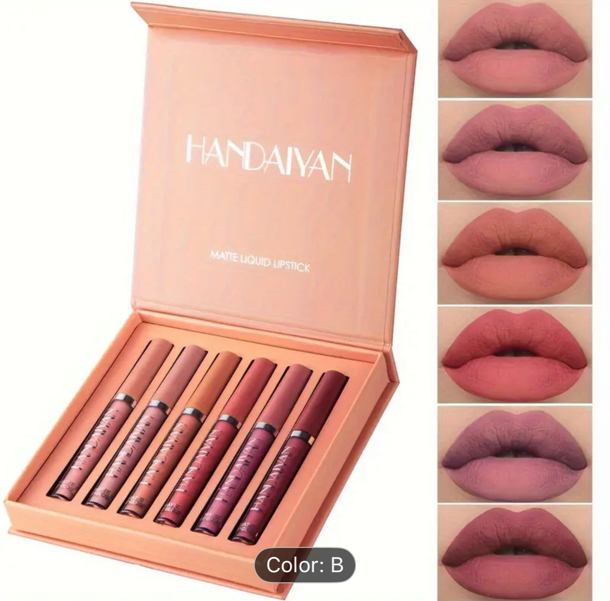 6 Pcs Matte Liquid Lipstick Makeup Set, Matte Liquid Long-Lasting Wear Non-Stick Cup Not Fade Waterproof Lip Gloss